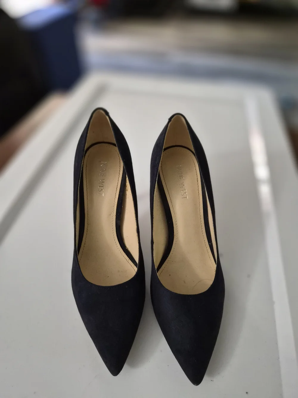 Nine West Black Pointed-Toe Suede Pumps